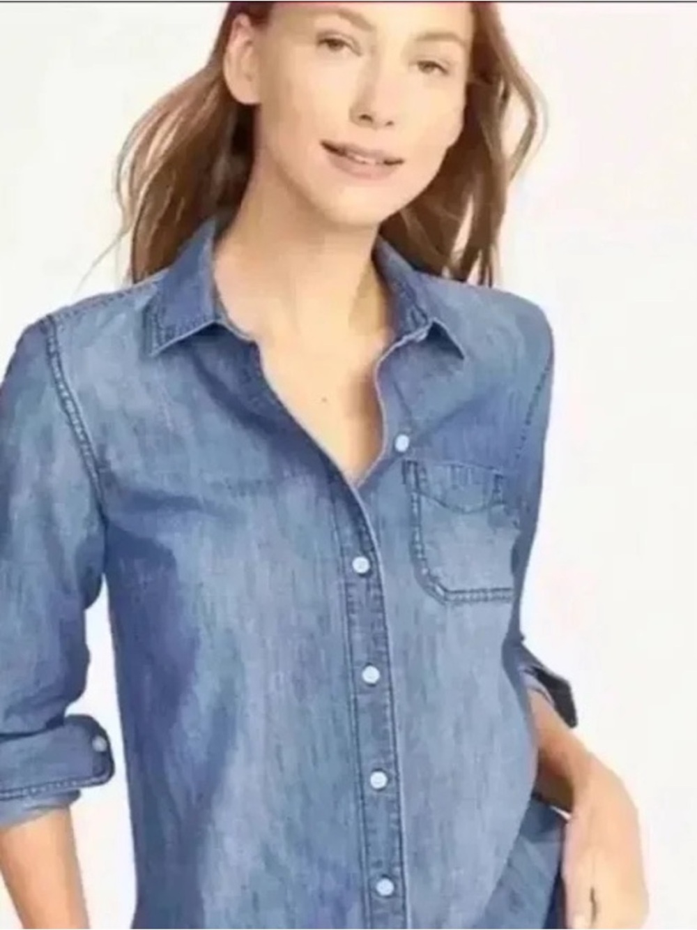 Old Navy Women's Classic Blue Chambray Shirt, Sz M